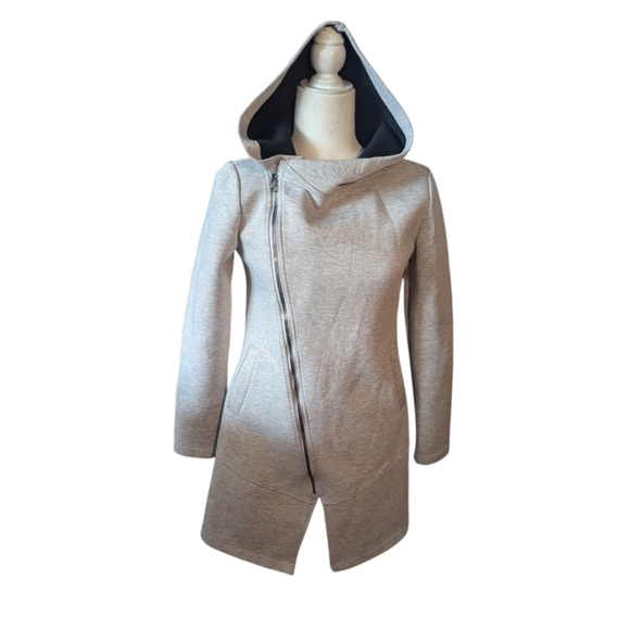 Betsey Johnson "Give Love Get Love" Gray scuba Hoodie zip front jacket sz XS - Picture 10 of 12